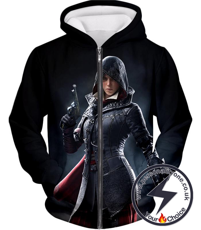 Amazing Syndicate Female Assassin Evie Frye Cool Black Zip Up Hoodie